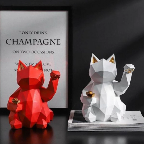 Geometric Lucky Cat: Elevate Your Office Decorating Ideas with a Touch of Modern Home Decor
