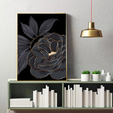 Load image into Gallery viewer, Black Golden Flowers
