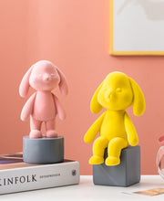 Load image into Gallery viewer, Yellow &amp; Pink Rabbit Statue
