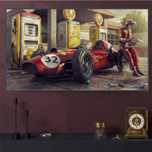 Load image into Gallery viewer, Vintage Ferrari At Gas Station
