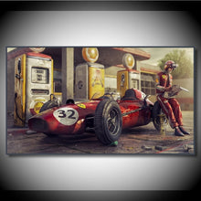 Load image into Gallery viewer, Vintage Ferrari At Gas Station
