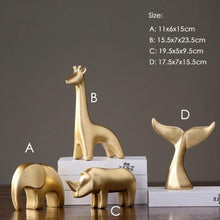 Load image into Gallery viewer, Golden Minimalist Animal Figurines
