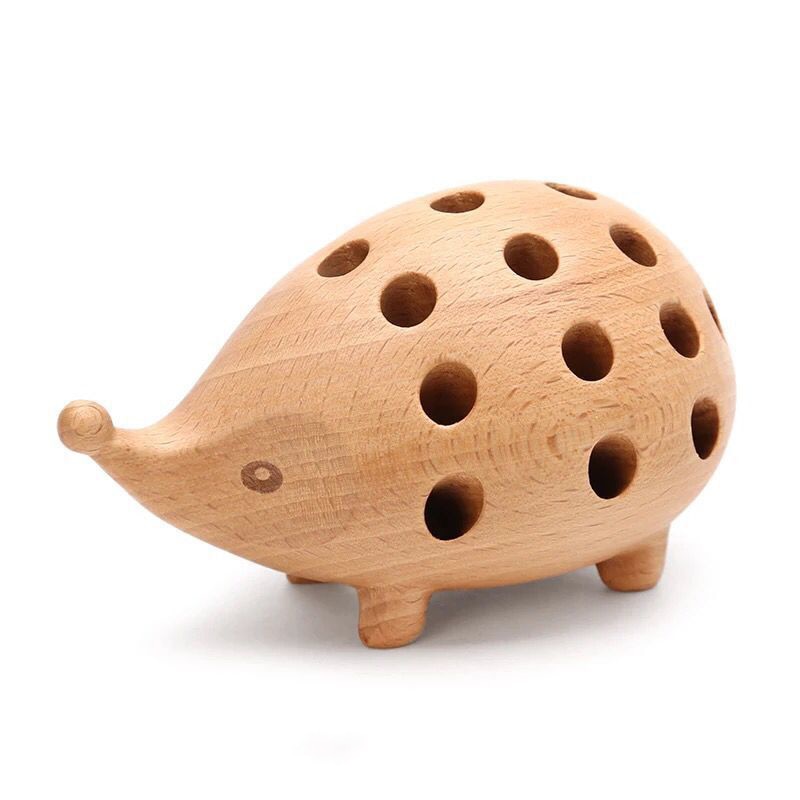 Solid Wood Hedgehog Penholder