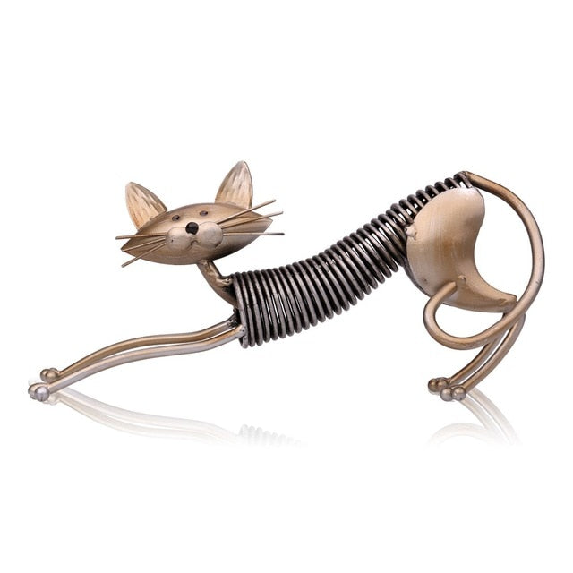 Metal Spring Cat Figurine