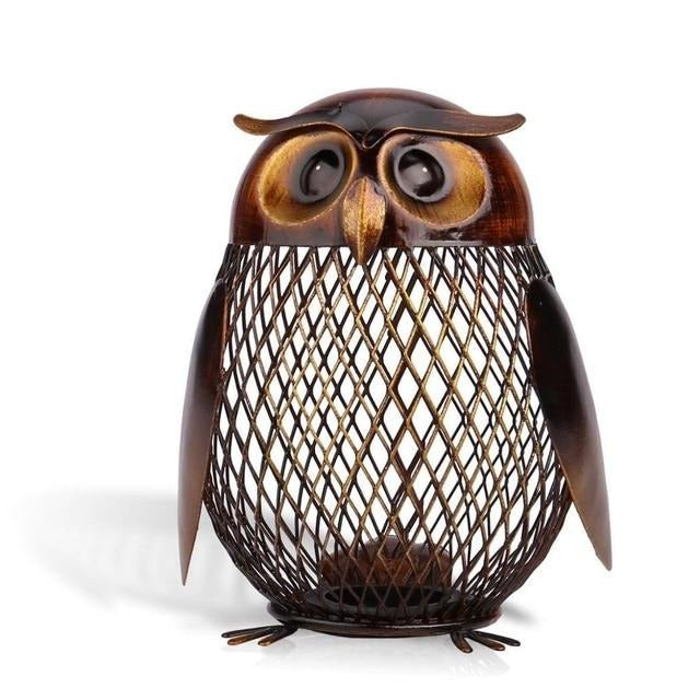 Metal Owl Piggy Bank