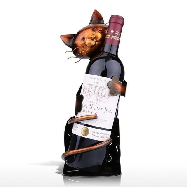 Metal Cat Wine Holder
