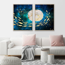 Load image into Gallery viewer, Abstract Golden Fish Moon
