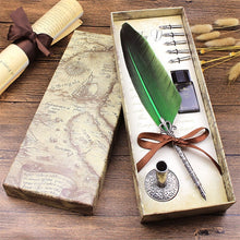 Load image into Gallery viewer, Aesthetic Carving Feather Dip Pen with Pen Holder

