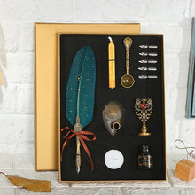 Load image into Gallery viewer, Sprinkling Gold Feather Dip Pen Set
