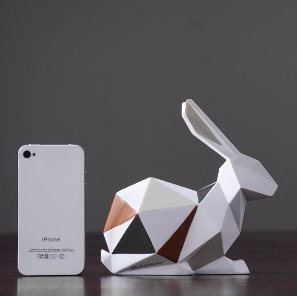 Geometric Rabbit & Cat Statue