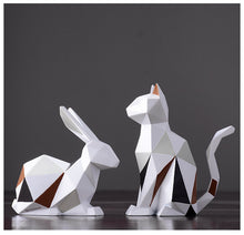 Load image into Gallery viewer, Geometric Rabbit &amp; Cat Statue
