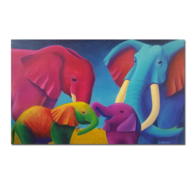 Colorful Elephants Family