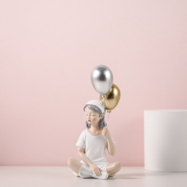 Modern Balloon Girl Figurines
