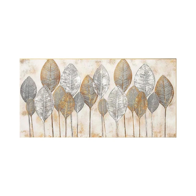 Abstract Golden & Silver Leaves
