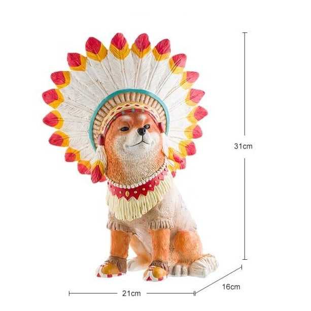 Shiba Inu With Indian Headdress