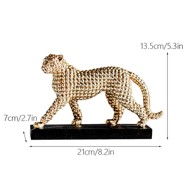 Golden Bead Leopard Figurine