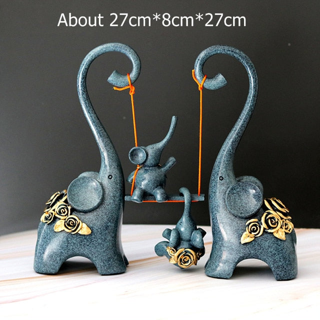 Happy Elephant Family Figurine