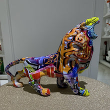 Load image into Gallery viewer, Painted Graffiti Lion Sculpture
