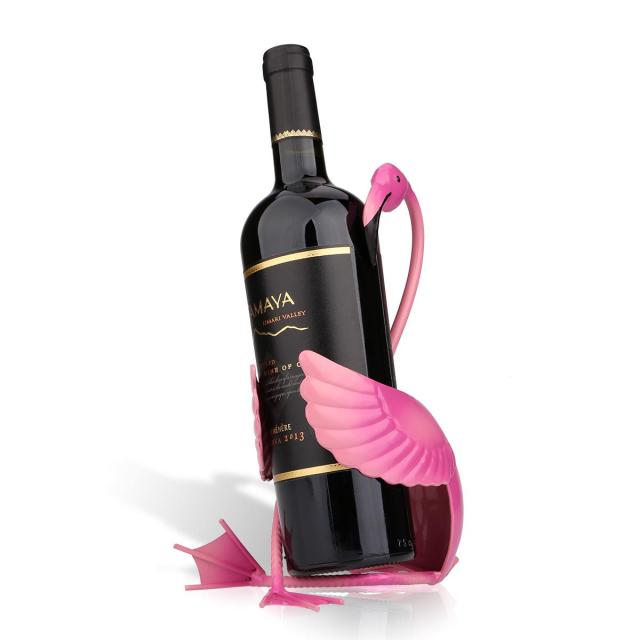 Metal Flamingo Wine Holder